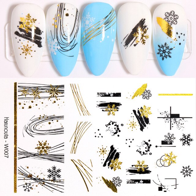 12 Designs Nail Stickers Set Mixed Floral Geometric Nail Art Water Transfer Decals Sliders Flower Leaves Manicures Decoration