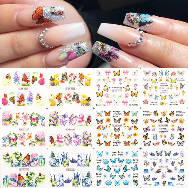 12pcs Love Letter Slider Stickers for Nails Sexy Girl Water Transfer Sticker Decal Flower Leaf Manicuring DIY Tip Decoration 1pc