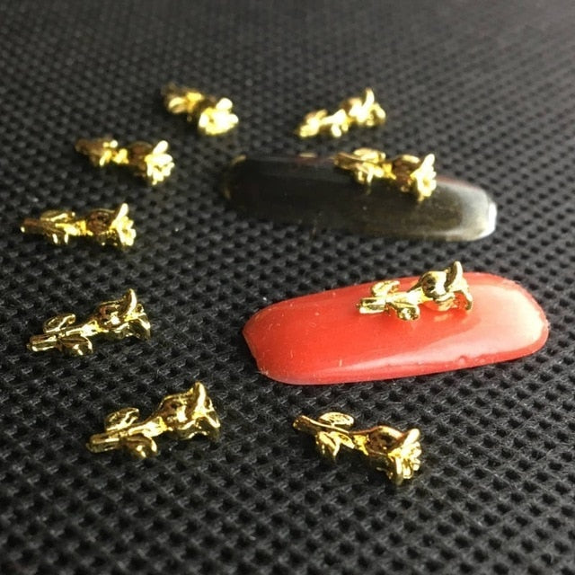 20Pcs Skull Nail Art Decorations Gold Metal 3d Nail Charms Decor Bling Silver NailArt Supplies Steam Punk Design Accessories