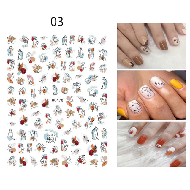 Gold 3D Nail Sticker Curve Stripe Lines Nails Stickers Gradient Adhesive Striping Tape Nail Foil Nail Art Stickers Decals Silver