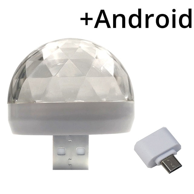 Car Auto Lamp USB Light DJ RGB Mini Colorful Music Sound Light USB-C Apple Holiday Party Karaoke Atmosphere Lamp Welcome Light