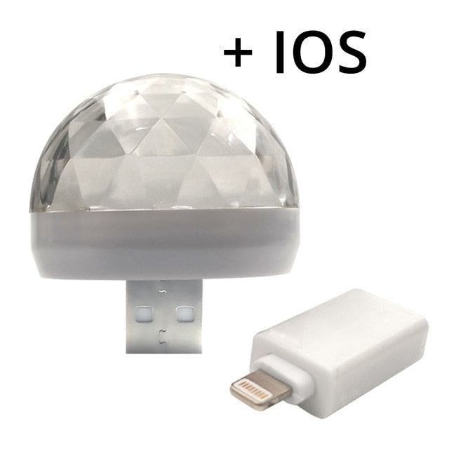 Car Auto Lamp USB Light DJ RGB Mini Colorful Music Sound Light USB-C Apple Holiday Party Karaoke Atmosphere Lamp Welcome Light
