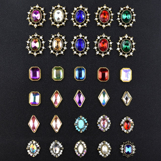 10PCs Mix Random 3D Gems Rhinestones Nails Strass Nail Art Decorations Stone Accessories Supplies Charms Butterfly Glitter
