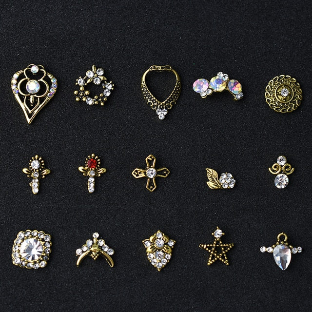 10PCs Mix Random 3D Gems Rhinestones Nails Strass Nail Art Decorations Stone Accessories Supplies Charms Butterfly Glitter