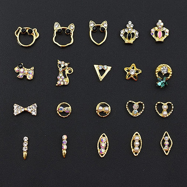 10PCs Mix Random 3D Gems Rhinestones Nails Strass Nail Art Decorations Stone Accessories Supplies Charms Butterfly Glitter