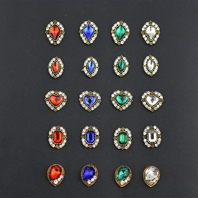 10PCs Mix Random 3D Gems Rhinestones Nails Strass Nail Art Decorations Stone Accessories Supplies Charms Butterfly Glitter