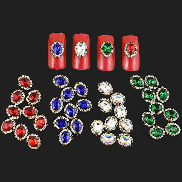 10PCs Mix Random 3D Gems Rhinestones Nails Strass Nail Art Decorations Stone Accessories Supplies Charms Butterfly Glitter