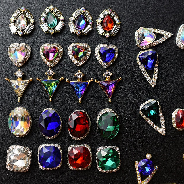 10PCs Mix Random 3D Gems Rhinestones Nails Strass Nail Art Decorations Stone Accessories Supplies Charms Butterfly Glitter