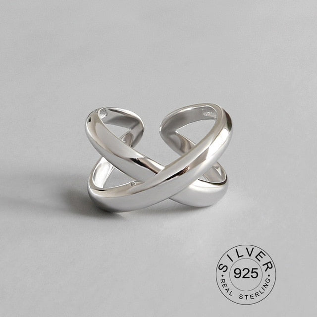 100% 925 Sterling Silver Open Ring for Women INS Minimalist Irregular Wave Pattern Gold Color Jewelry Bijoux Birthday
