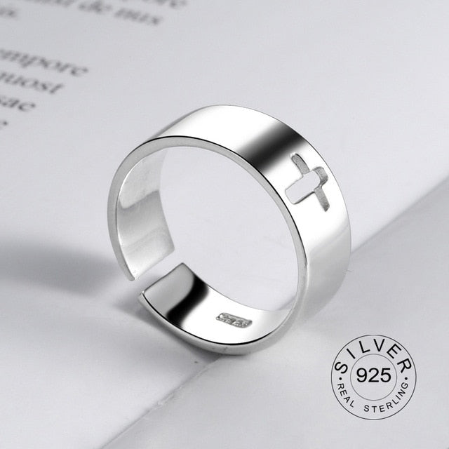 100% 925 Sterling Silver Open Ring for Women INS Minimalist Irregular Wave Pattern Gold Color Jewelry Bijoux Birthday