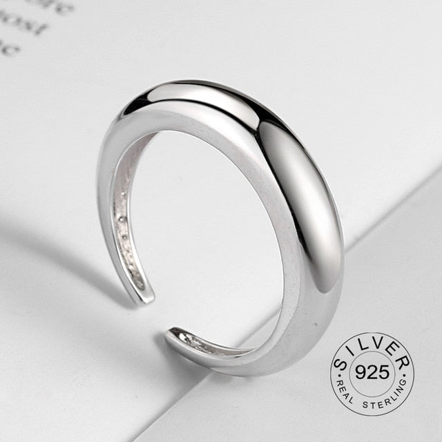 100% 925 Sterling Silver Open Ring for Women INS Minimalist Irregular Wave Pattern Gold Color Jewelry Bijoux Birthday