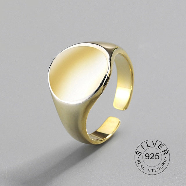 100% 925 Sterling Silver Open Ring for Women INS Minimalist Irregular Wave Pattern Gold Color Jewelry Bijoux Birthday