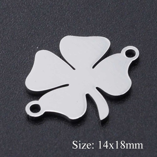 5pcs/lot Maple Leaf DIY Charms Wholesale 100% Stainless Steel Lucky Clover Connectors Charm Tree of Life Jewelry Pendant