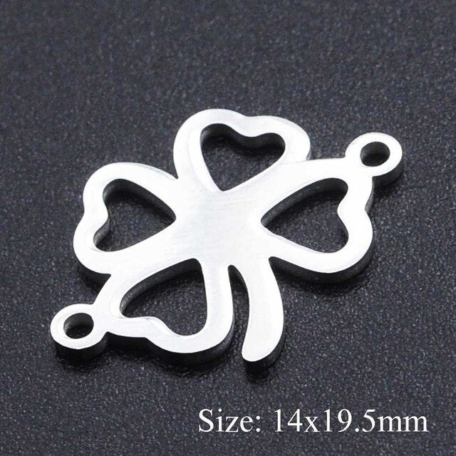5pcs/lot Maple Leaf DIY Charms Wholesale 100% Stainless Steel Lucky Clover Connectors Charm Tree of Life Jewelry Pendant