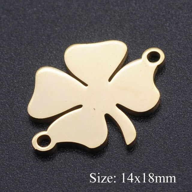5pcs/lot Maple Leaf DIY Charms Wholesale 100% Stainless Steel Lucky Clover Connectors Charm Tree of Life Jewelry Pendant