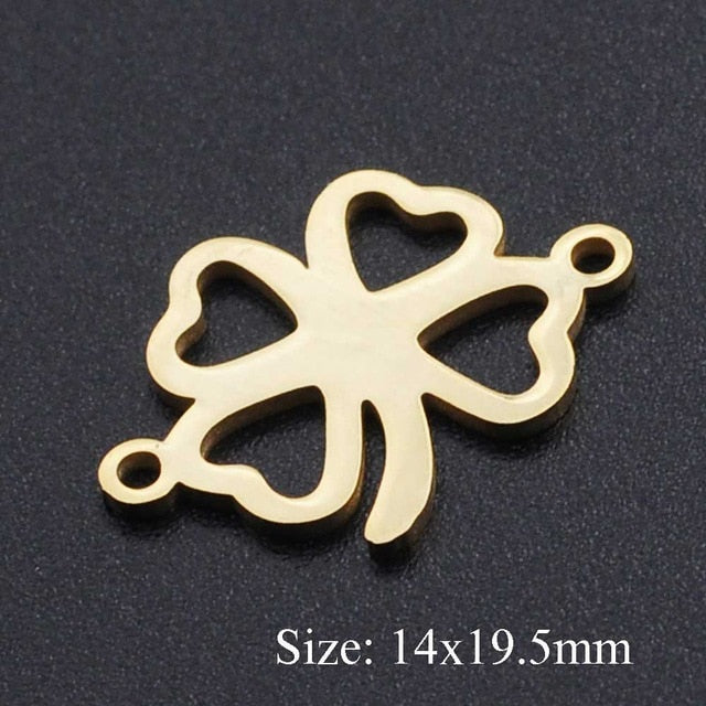 5pcs/lot Maple Leaf DIY Charms Wholesale 100% Stainless Steel Lucky Clover Connectors Charm Tree of Life Jewelry Pendant