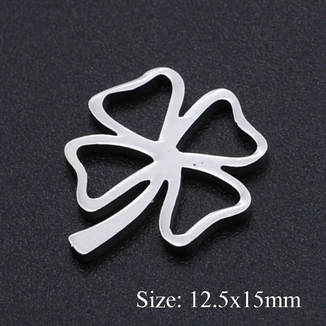 5pcs/lot Maple Leaf DIY Charms Wholesale 100% Stainless Steel Lucky Clover Connectors Charm Tree of Life Jewelry Pendant