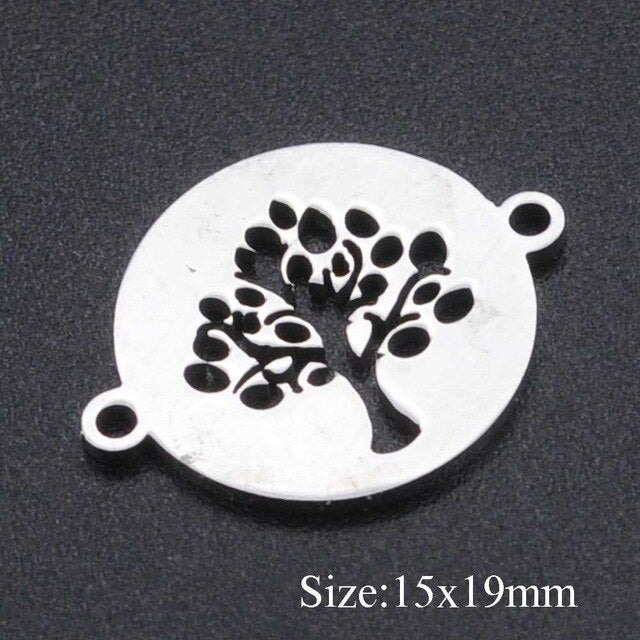 5pcs/lot Maple Leaf DIY Charms Wholesale 100% Stainless Steel Lucky Clover Connectors Charm Tree of Life Jewelry Pendant