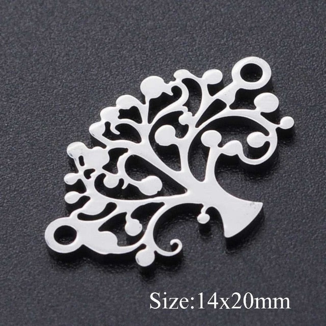 5pcs/lot Maple Leaf DIY Charms Wholesale 100% Stainless Steel Lucky Clover Connectors Charm Tree of Life Jewelry Pendant
