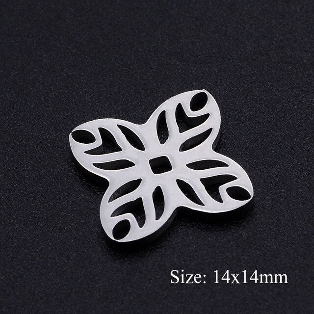5pcs/lot Maple Leaf DIY Charms Wholesale 100% Stainless Steel Lucky Clover Connectors Charm Tree of Life Jewelry Pendant