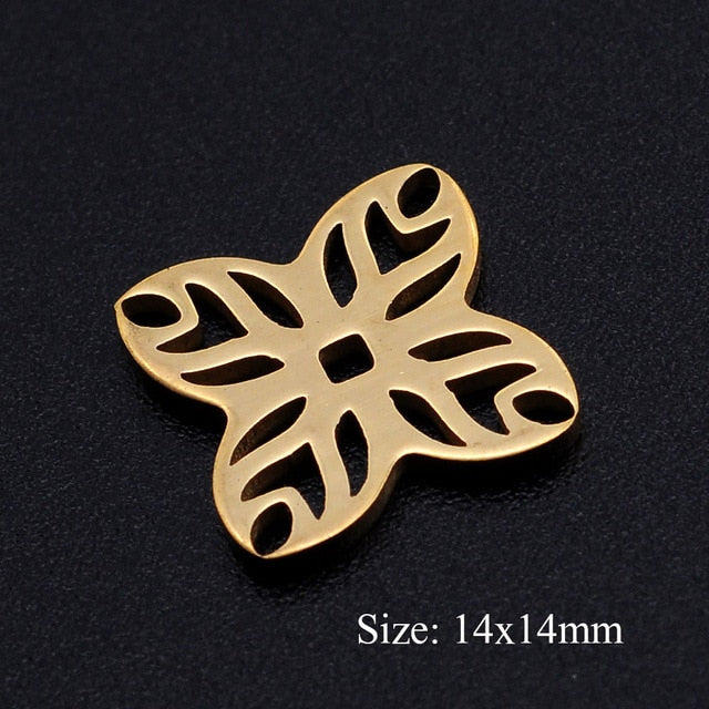 5pcs/lot Maple Leaf DIY Charms Wholesale 100% Stainless Steel Lucky Clover Connectors Charm Tree of Life Jewelry Pendant