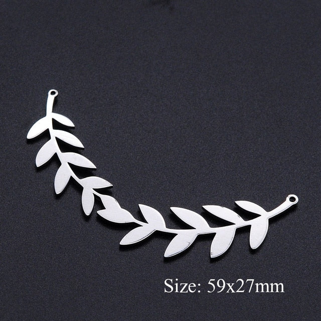 5pcs/lot Maple Leaf DIY Charms Wholesale 100% Stainless Steel Lucky Clover Connectors Charm Tree of Life Jewelry Pendant
