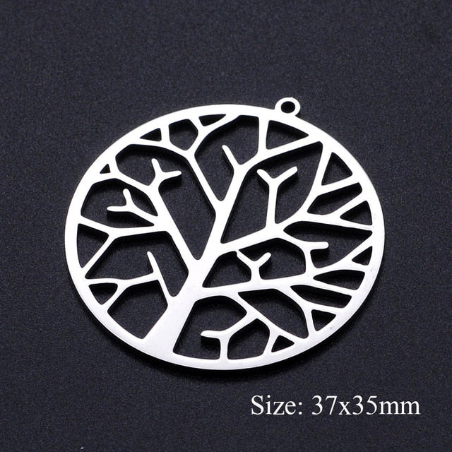 5pcs/lot Maple Leaf DIY Charms Wholesale 100% Stainless Steel Lucky Clover Connectors Charm Tree of Life Jewelry Pendant