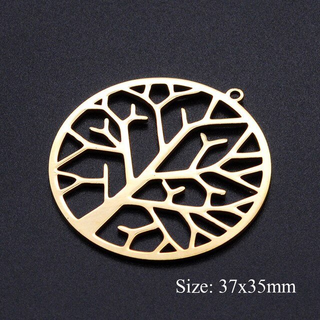 5pcs/lot Maple Leaf DIY Charms Wholesale 100% Stainless Steel Lucky Clover Connectors Charm Tree of Life Jewelry Pendant