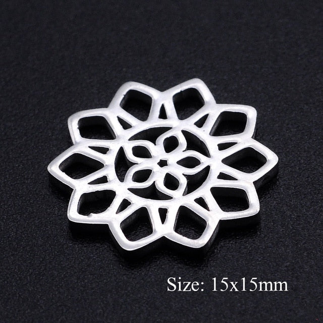 5pcs/lot Maple Leaf DIY Charms Wholesale 100% Stainless Steel Lucky Clover Connectors Charm Tree of Life Jewelry Pendant