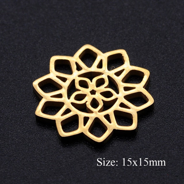 5pcs/lot Maple Leaf DIY Charms Wholesale 100% Stainless Steel Lucky Clover Connectors Charm Tree of Life Jewelry Pendant