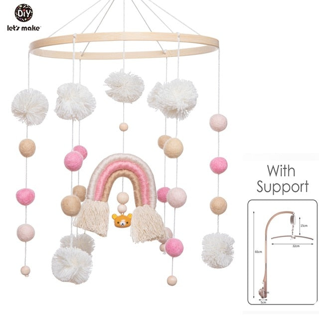 Let's Make Dropshipping Baby Rattles Crib Mobiles Toy Bed Bell Musical Box 0-12month Cloud Cotton Carousel For Cots Projection