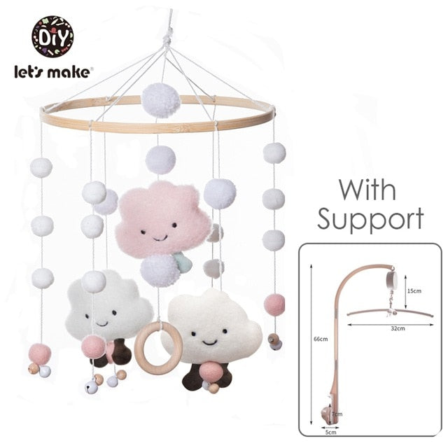 Let's Make Dropshipping Baby Rattles Crib Mobiles Toy Bed Bell Musical Box 0-12month Cloud Cotton Carousel For Cots Projection