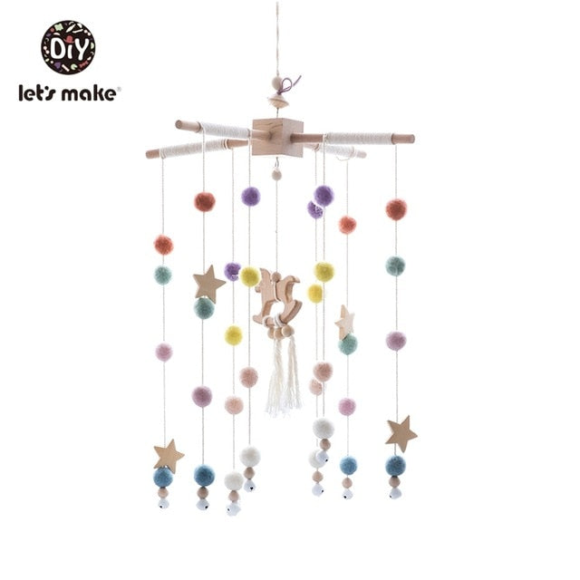 Let's Make Dropshipping Baby Rattles Crib Mobiles Toy Bed Bell Musical Box 0-12month Cloud Cotton Carousel For Cots Projection