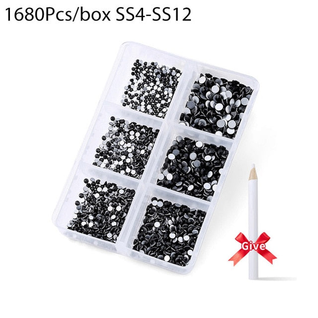 1680 Pcs/box Nail Art Rhinestones Decorations Supplies Crystal Mixed Size Rhinestone Set For Art Nail Decoration Accessories