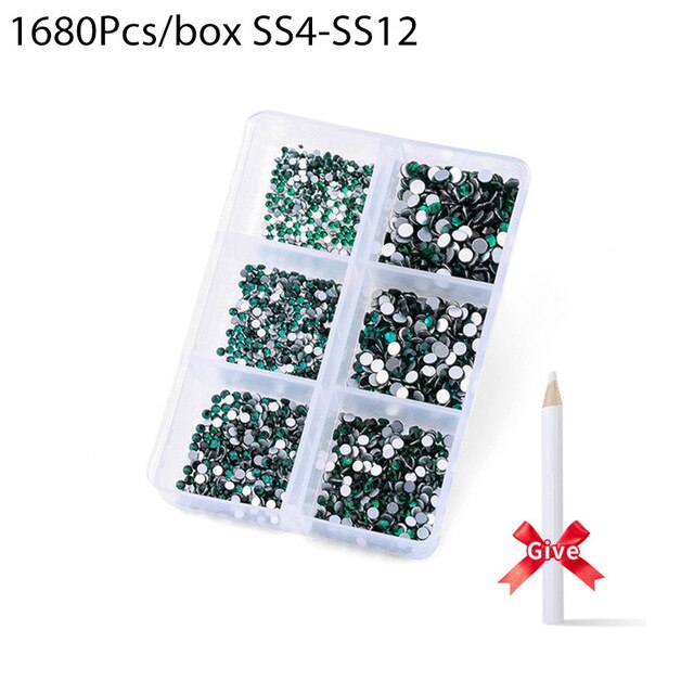 1680 Pcs/box Nail Art Rhinestones Decorations Supplies Crystal Mixed Size Rhinestone Set For Art Nail Decoration Accessories