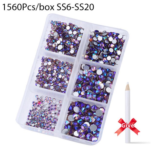 1680 Pcs/box Nail Art Rhinestones Decorations Supplies Crystal Mixed Size Rhinestone Set For Art Nail Decoration Accessories