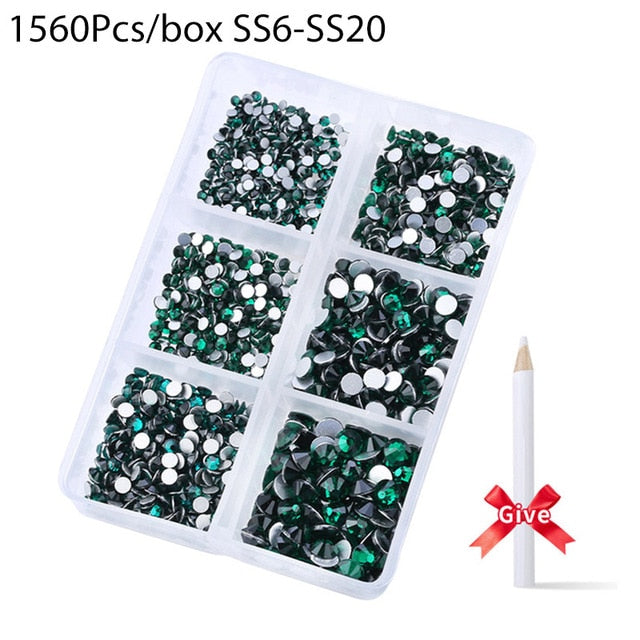 1680 Pcs/box Nail Art Rhinestones Decorations Supplies Crystal Mixed Size Rhinestone Set For Art Nail Decoration Accessories