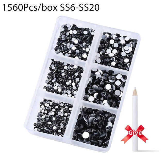 1680 Pcs/box Nail Art Rhinestones Decorations Supplies Crystal Mixed Size Rhinestone Set For Art Nail Decoration Accessories