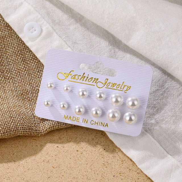 Fashion Women's Earrings Set Pearl Crystal Stud Earrings For Women 2020 Boho Geometric Round Flower Tassel Earrings Punk Jewelry