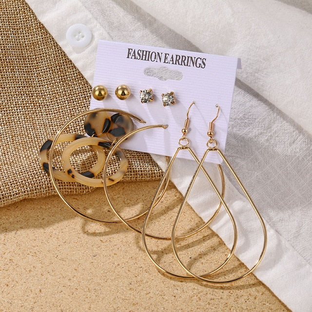 Fashion Women's Earrings Set Pearl Crystal Stud Earrings For Women 2020 Boho Geometric Round Flower Tassel Earrings Punk Jewelry