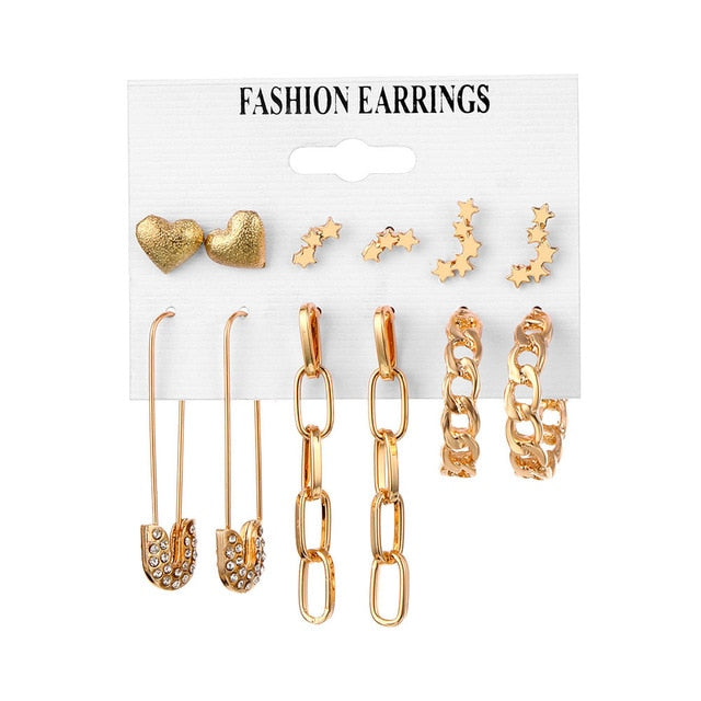 Fashion Women's Earrings Set Pearl Crystal Stud Earrings For Women 2020 Boho Geometric Round Flower Tassel Earrings Punk Jewelry