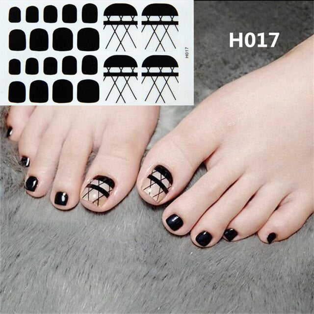 22Tips/Sheet Summer Toenail Stickers Waterproof Non-toxic Sticker Charming Full Toenail Wrap Supplies DIY Nail Art Tool Manicure