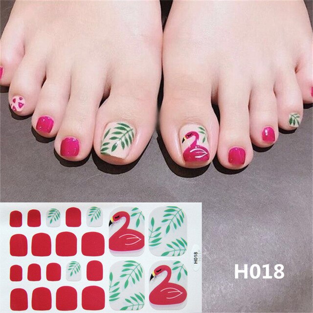 22Tips/Sheet Summer Toenail Stickers Waterproof Non-toxic Sticker Charming Full Toenail Wrap Supplies DIY Nail Art Tool Manicure