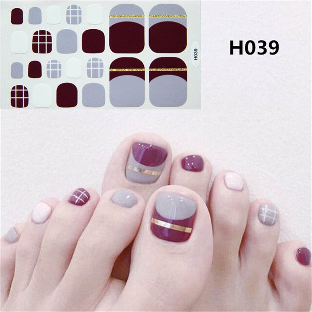 22Tips/Sheet Summer Toenail Stickers Waterproof Non-toxic Sticker Charming Full Toenail Wrap Supplies DIY Nail Art Tool Manicure