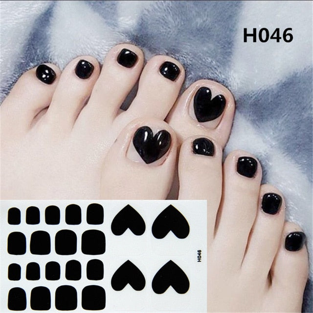 22Tips/Sheet Summer Toenail Stickers Waterproof Non-toxic Sticker Charming Full Toenail Wrap Supplies DIY Nail Art Tool Manicure