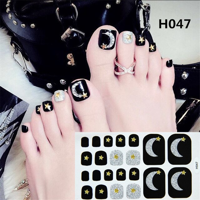 22Tips/Sheet Summer Toenail Stickers Waterproof Non-toxic Sticker Charming Full Toenail Wrap Supplies DIY Nail Art Tool Manicure
