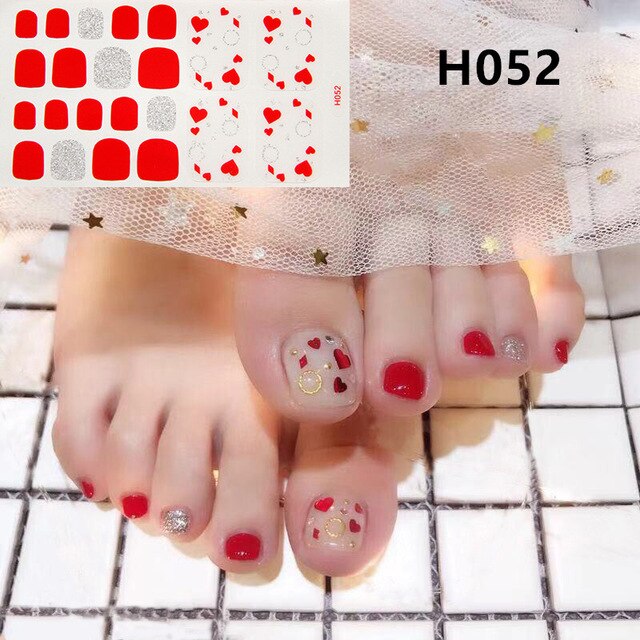 22Tips/Sheet Summer Toenail Stickers Waterproof Non-toxic Sticker Charming Full Toenail Wrap Supplies DIY Nail Art Tool Manicure