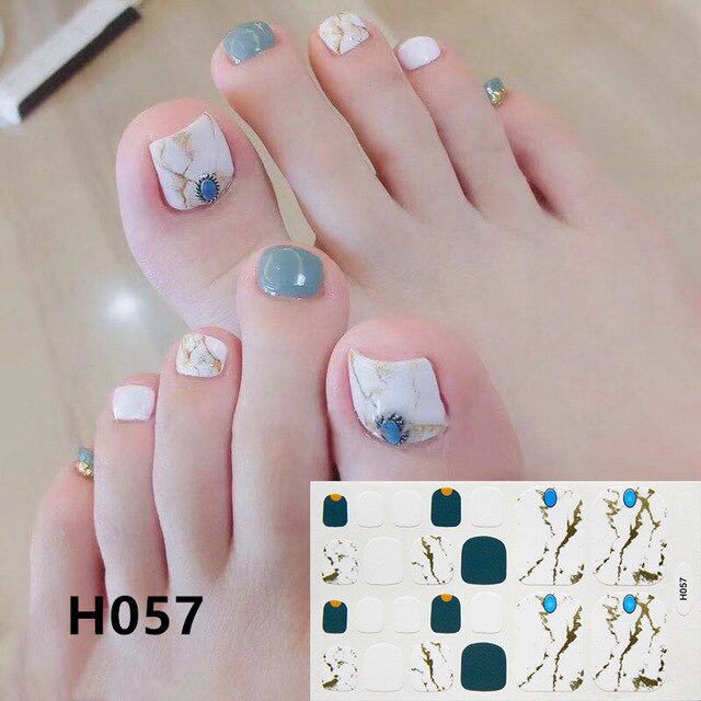 22Tips/Sheet Summer Toenail Stickers Waterproof Non-toxic Sticker Charming Full Toenail Wrap Supplies DIY Nail Art Tool Manicure