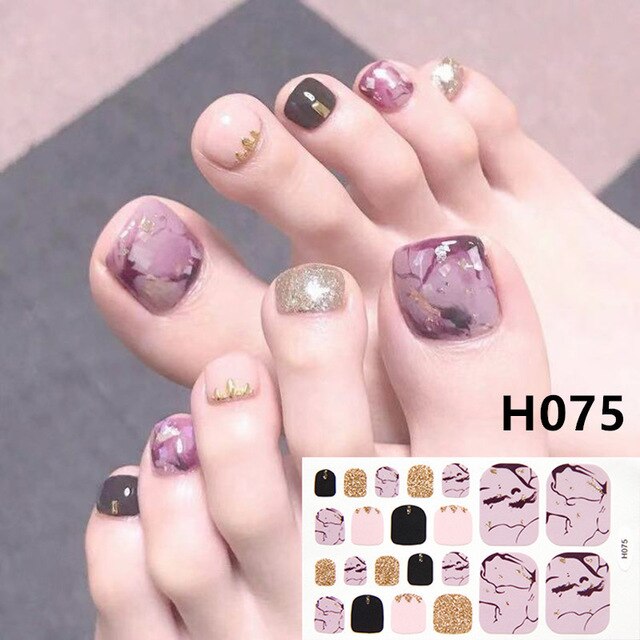 22Tips/Sheet Summer Toenail Stickers Waterproof Non-toxic Sticker Charming Full Toenail Wrap Supplies DIY Nail Art Tool Manicure