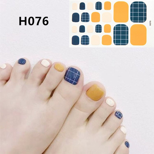 22Tips/Sheet Summer Toenail Stickers Waterproof Non-toxic Sticker Charming Full Toenail Wrap Supplies DIY Nail Art Tool Manicure
